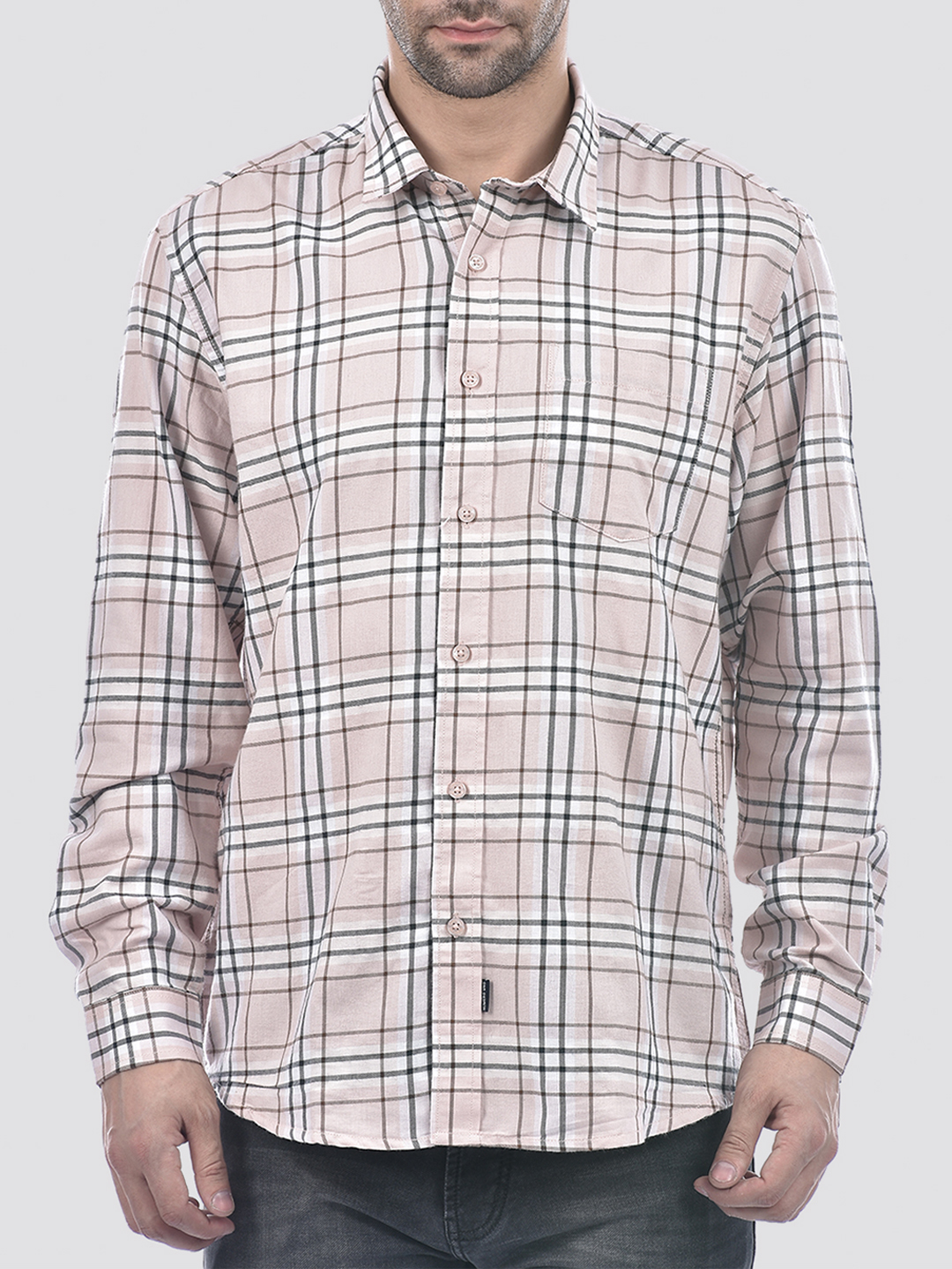 Numero Uno Men Checkered Pink Shirt